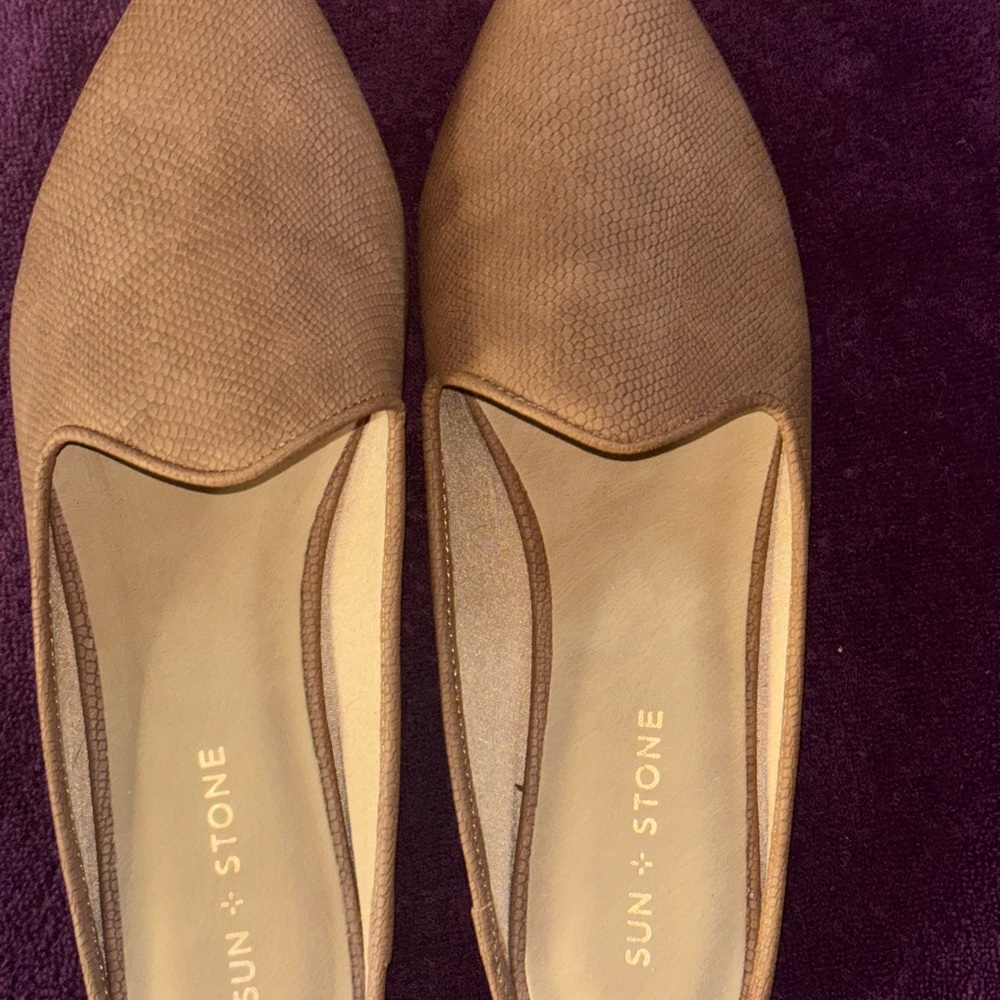 Sun + Stone Brown Suede Flats Classic Loafers